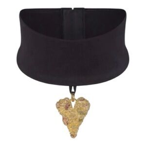 Skims 14k Gold Heart Pendant Satin Choker
